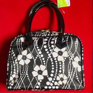 DAYLOGIC Weekender Duffle Bag Glam Floral Print Faux Leather Cosmetic Case